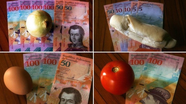 Tỷ lệ lạm phát tăng vọt khiến người Venezuela không đủ tiền mua nhu yếu phẩm cho cuộc sống hàng ngày. (Ảnh: BBC).