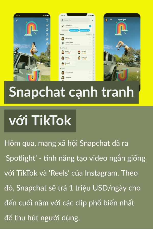 Giai thuong thanh pho thong minh Viet Nam 2020, Snapchat cung canh tranh voi TikTok