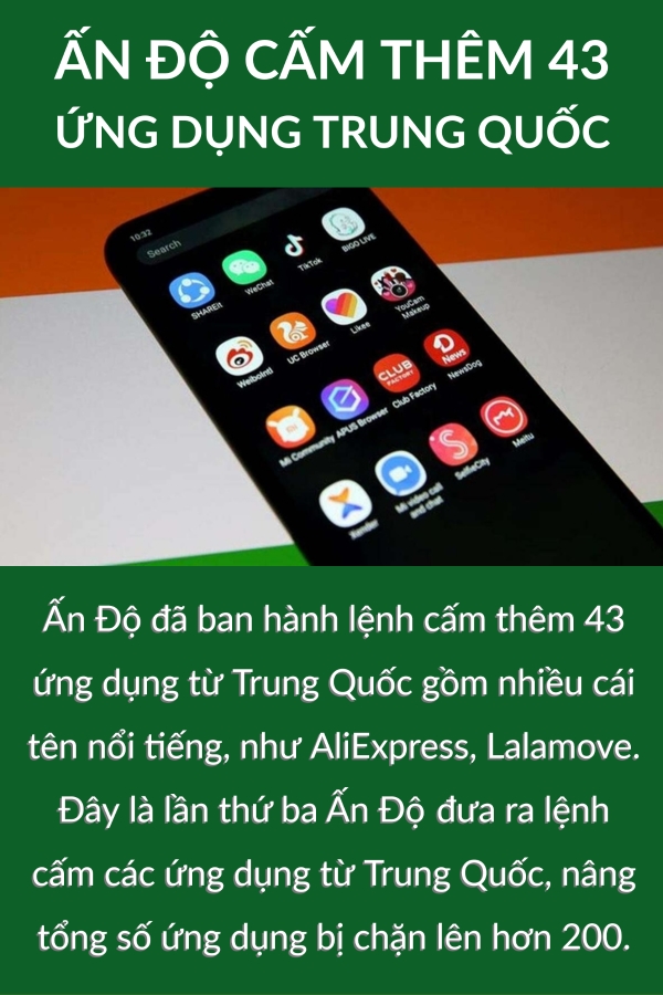 Viet Nam co ky lan cong nghe thu 2, An Do cam them 43 ung dung Trung Quoc
