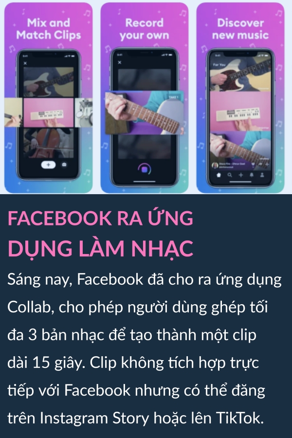 Facebook ra app lam nhac, Reddit mua doi thu cua TikTok