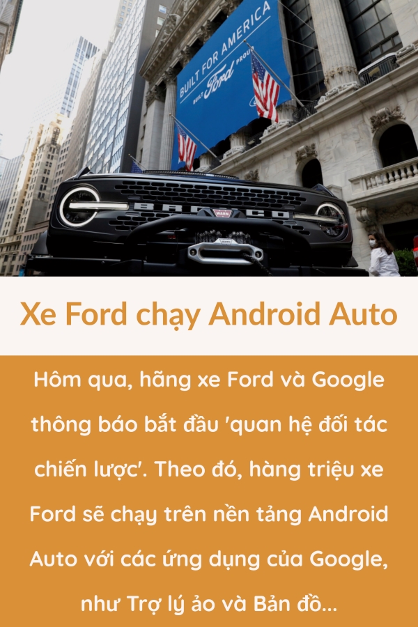 Xe Ford chay Android Auto, san bay dau tien danh cho o to bay