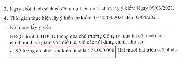 Tôn Hoa Sen dự kiến mua 22 triệu cổ phiếu quỹ. Nguồn: HSG. 