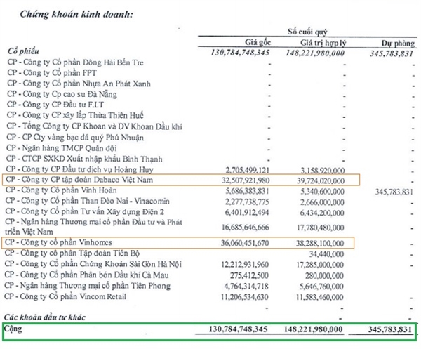 Danh mục đầu tư của Nhà Đà Nẵng thời điểm cuối năm 2020. Nguồn: NDN. 