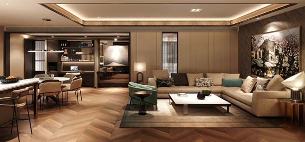 The perspective of the living room of the first luxury apartment project in Vietnam with the legendary Ritz-Carlton brand. Photo: Masterise Homes