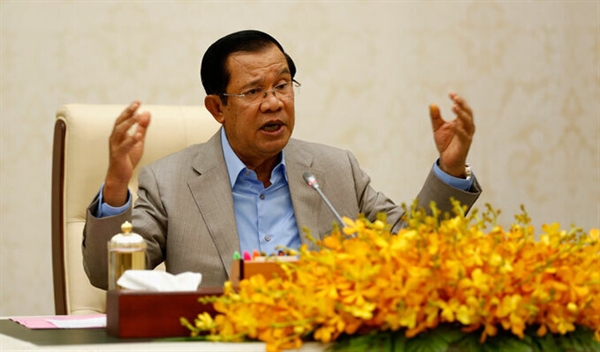Thủ tướng Campuchia Hun Sen phát biểu ở Phnom Penh hồi tháng 1/2020. Ảnh: Khmer Times.