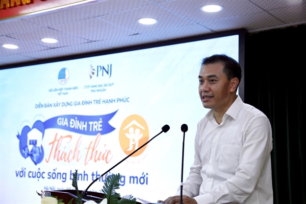Ông Nguyễn Hải Minh, Phó chủ tịch thường trực trung ương hội liên hiệp thanh niên Việt Nam phát biểu khai mạc diễn đàn. Ảnh: TL.