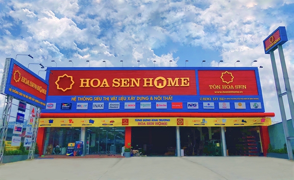 Hệ thống siêu thị vật liệu xây dựng và nội thất Hoa Sen Home của Tập đoàn Hoa Sen.