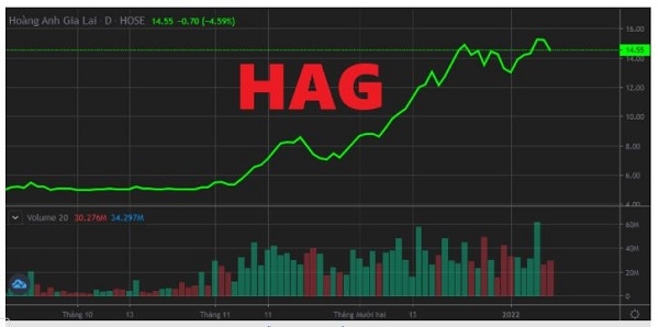 Diễn biến giá cổ phiếu HAG ngày 12/1/2022.