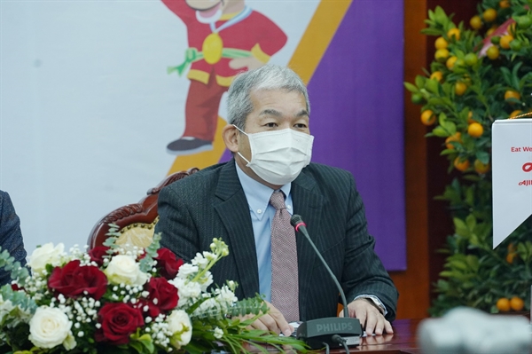 Ông Keiji Kaneko – Tổng Giám đốc Công ty Ajinomoto Việt Nam chia sẻ tại lễ kí kết.