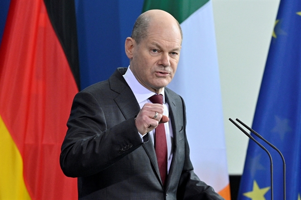 Thủ tướng Đức, ông Olaf Scholz, phát biểu trong một cuộc họp báo. Ảnh: Reuters.