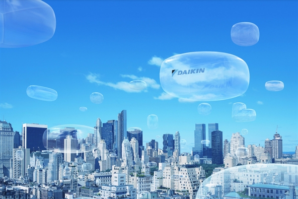 Triết lý “Không khí lý tưởng” được Daikin minh họa như những bong bóng lớn tràn ngập không khí dễ chịu, được tối ưu theo từng mục đích sử dụng của con người. Ảnh: Daikin.
