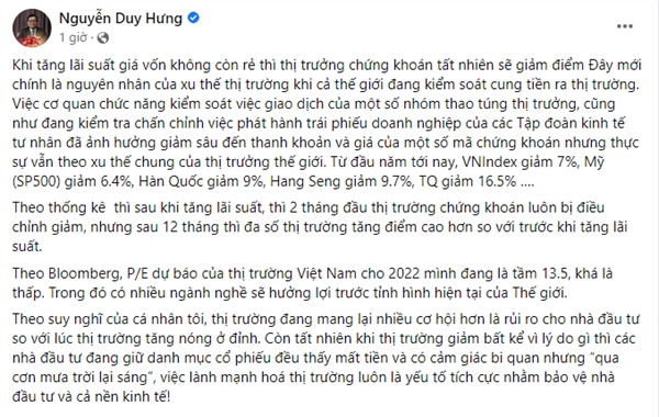 Ảnh chụp màn hình chia sẻ của ông Nguyễn Duy Hưng. 