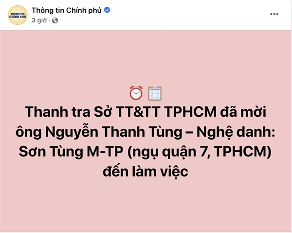 Trang web thông tin của Chính phủ cũng đã thường xuyên đăng tải các cập nhật cũng như sự bất bình dành cho  MV ca nhạc lần này  của Sơn Tùng.