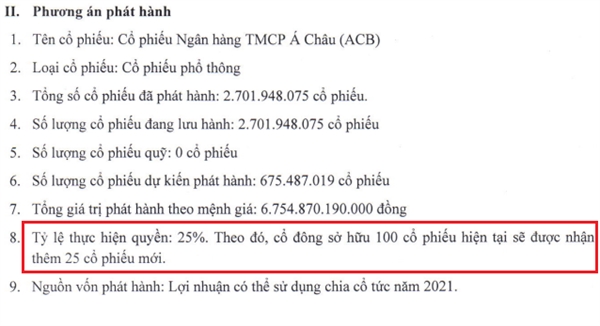 ACB du kien phat hanh hon 675,4 trieu co phieu de tra co tuc