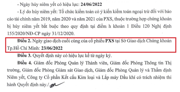 Co phieu PXS bi huy niem yet bat buoc