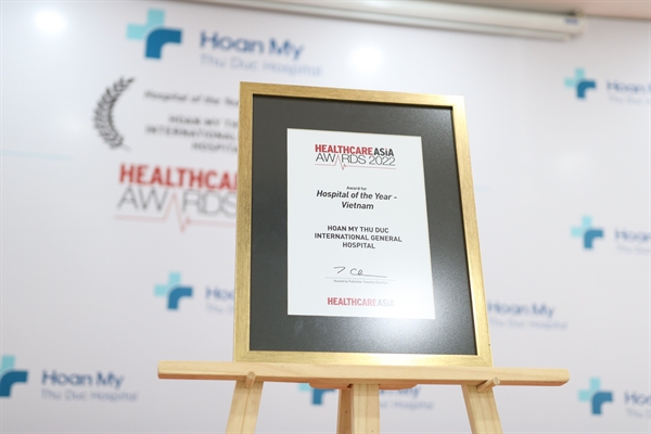 Giấy chứng nhận giải thưởng Hospital of the year - Vietnam tại Healthcare Asia Awards 2022