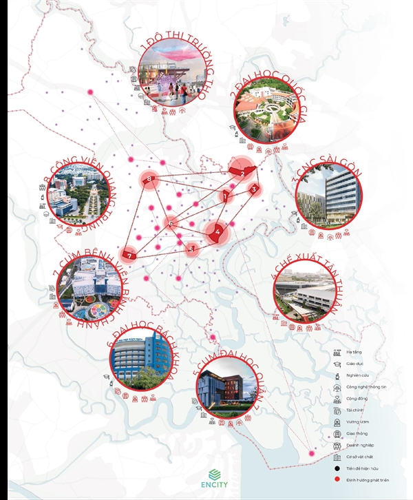 Mạng lưới các trọng điểm sáng tạo để phát triển đột phá, kết nối sáng tạo từ cấp thành phố-quận-phường nhằm trao cơ hội cho tất cả mọi người (Nguồn: enCity)