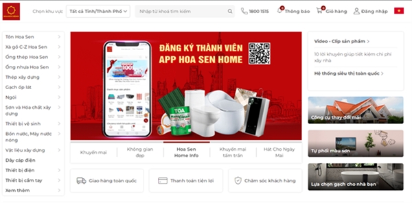 Mua hàng trực tuyến dễ dàng và tiện lợi tại Website và App Hoa Sen Home