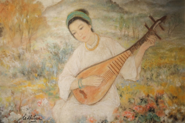 Nhạc công truyền thống, Lê Thị Lựu, mực và bột màu trên lụa