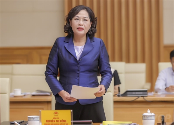 Thống đốc NHNN Nguyễn Thị Hồng phát biểu tại Hội nghị. Ảnh: Ngân hàng Nhà nước