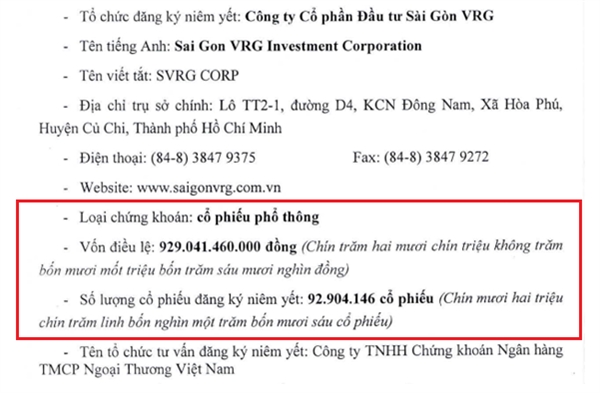 Sở Giao dịch Chứng khoán TP. HCM (HOSE) thông báo nhận được hồ sơ đăng ký niêm yết cổ phiếu của Công ty Cổ phần Đầu tư Sài Gòn VRG (mã SIP). 