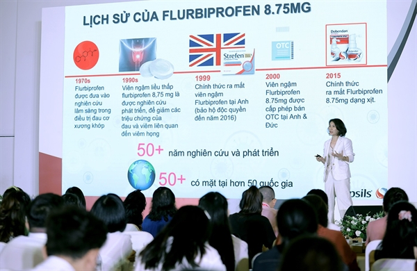 BS Nguyễn Thị Thu Loan, Giám đốc Y khoa của Reckitt Việt Nam cho biết sử dụng viên ngậm có hoạt chất điều trị như flubiprofen liều thấp 8.75 mg giúp giảm đau họng, khó nuốt và sưng họng.