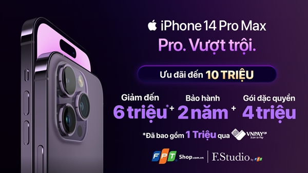 Khách hàng đặt trước iPhone 14 Series tại FPT Shop trước ngày 14/10 sẽ được nhận trọn bộ ưu đãi trị giá đến 10 triệu cùng nhân đôi bảo hành (giảm đến 6 triệu, gói đặc quyền 4 triệu, trả góp 0% lãi suất...)