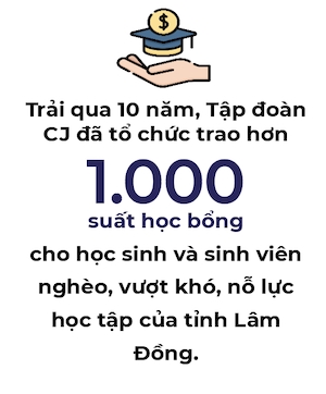 CJ 10 nam lien tiep trao hoc bong cho hoc sinh va sinh vien cua tinh Lam Dong