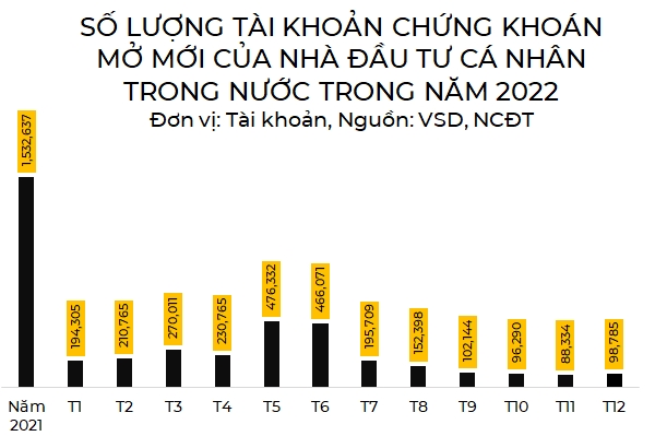 Hon 2,5 trieu tai khoan cua nha dau tu ca nhan duoc mo moi trong nam 2022