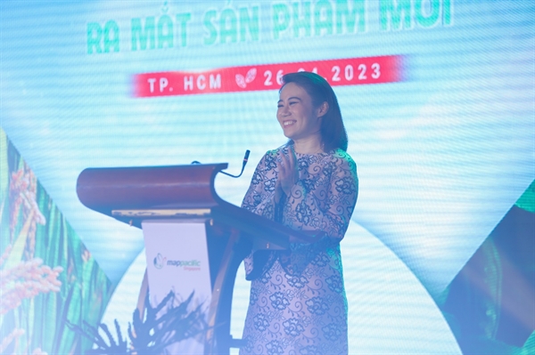 Bà Chan Yi Xuan – Phó Tổng Giám đốc Công ty TNHH Map Pacific Singapore phát biểu tại sự kiện