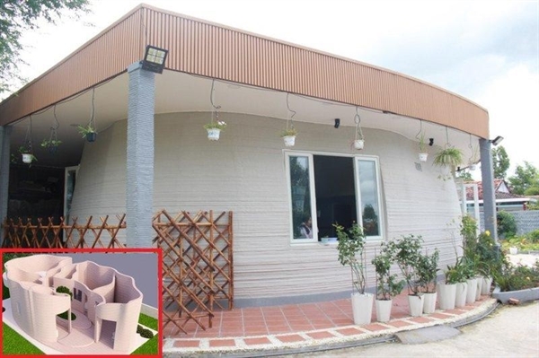 Công trình nhà ở bằng công nghệ in 3D (bên ngoài và trong ngôi nhà) ở Thủ Đức. Ảnh: NNC