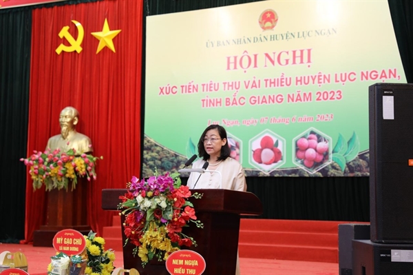 Bà Nguyễn Thị Thảo - Giám đốc mua hàng cấp cao chuỗi bán lẻ WCM chia sẻ tại Hội nghị