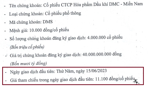 Cổ phiếu DMS chào sàn với mức giá trong ngày đầu tiên là 11.100 đồng/cổ phiếu. 