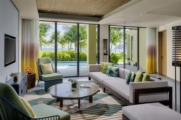 Luxurious space inside the villa at New World Phú Quốc Resort.