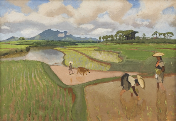 Joseph Inguimberty, Rặng Ba Vì nhìn từ ruộng Sơn  Tây,  Oil on canvas, 1932-1938, 80 x 114 cm