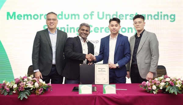Từ trái qua phải: Tổng giám đốc tập đoàn Wellous Lee Koon Tan, Wellous COO Kajendra Pathmanathan, Đại diện Wellous Việt Nam Chuan Yeh Foong và Tee Zhi Xian tại Lễ ký kết thỏa thuận hợp tác (MOU).