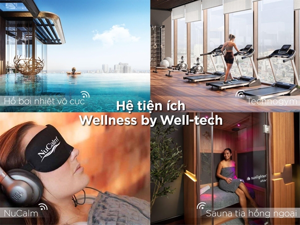 The Filmore Da Nang thiết lập một chuẩn mực sống mới với hệ tiện ích “Wellness by Well-tech” chăm sóc sức khỏe cư dân cùng hồ bơi nhiệt vô cực, Technogym hiện đại, phòng sauna tia hồng ngoại và thiết bị chăm sóc giấc ngủ NuCalm. 