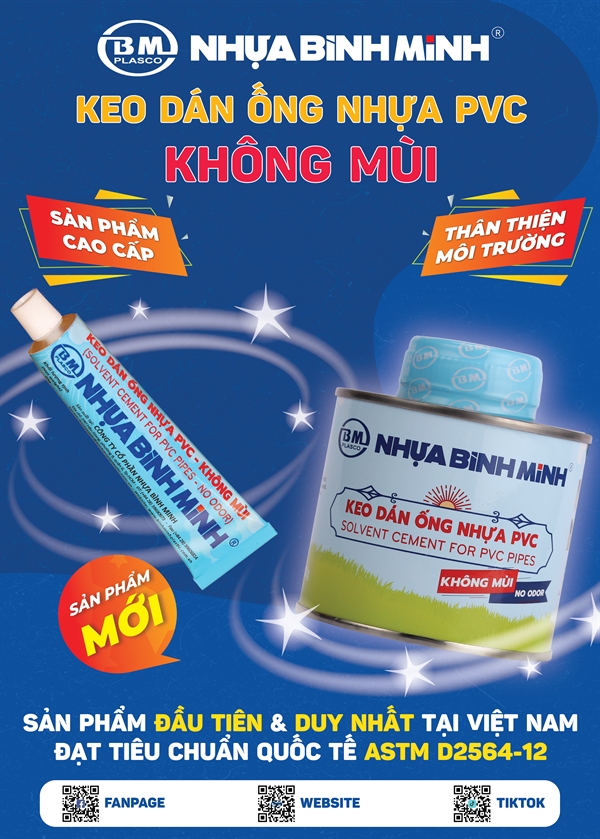 Keo dán ống nhựa PVC – Không mùi từ Nhựa Bình Minh.