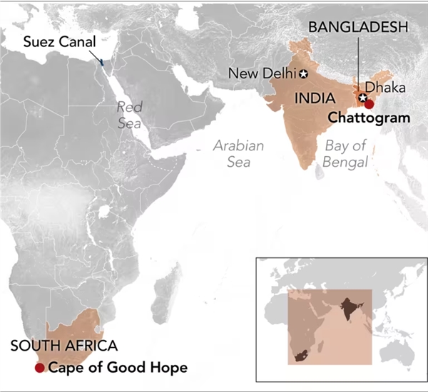 Cảng nước nông Chattogram khiến Bangladesh cần nhiều thời gian hơn để giao hàng, ngay cả khi không có sự gián đoạn của địa chính trị. Ảnh: Nikkei Asia.