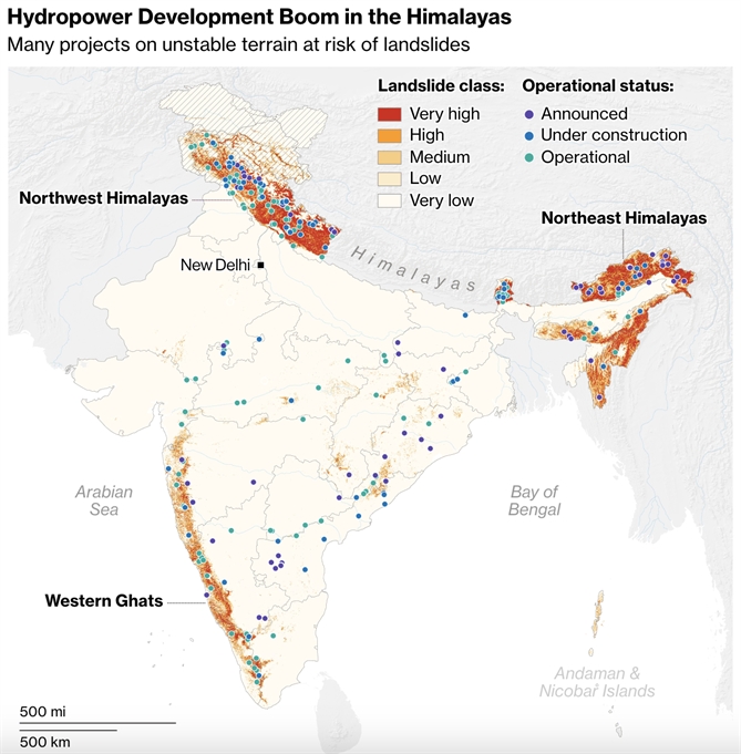 Sự phát triển nhanh chóng của các đập thuỷ điện tại khu vực Himalayas. Ảnh: Bloomberg.