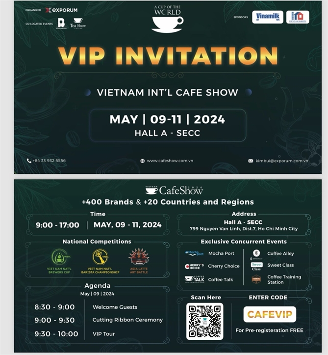 Trien lam Quoc te Cafe Show Viet Nam 2024 va Trien lam Tra Viet Nam