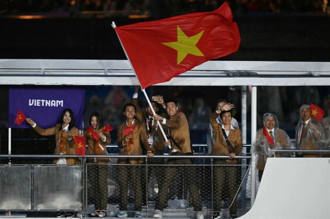 Đoàn Thể thao Việt Nam trong Lễ khai mạc Olympic Paris 2024. Ảnh: TL