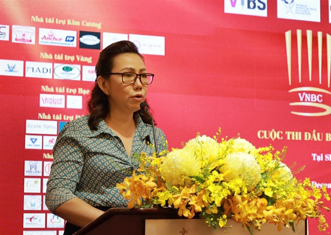 Bà Trần Thị Hiền Minh, Phó Chủ tịch Hội đầu bếp chuyên nghiệp Sài Gòn cung cấp thông tin về cuộc thi trong ngày 9/10.