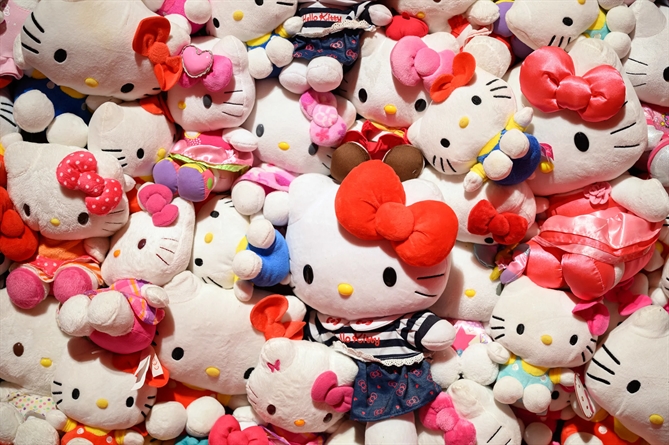 Một số sản phẩm Hello Kitty được trưng bày tại 