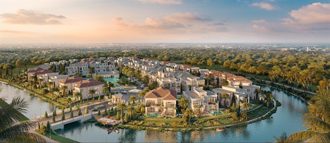 Sở hữu vị thế độc tôn với 3 mặt tiếp giáp hàng kênh tự nhiên xanh mát, khu compound phong cách châu Âu Park Village toạ lạc tại “trái tim sinh thái” của Waterpoint.