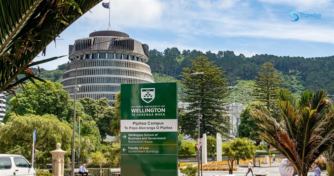 trong khuôn viên Đại học Victoria Wellington ở thủ đô của New Zealand 