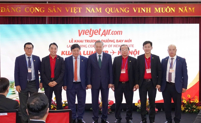 Tổng Bí thư Tô Lâm chúc mừng Vietjet dịp khai trương đường bay mới tăng cường kết nối ASEAN