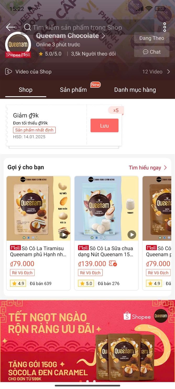 Shopee, TikTok Shop và các nền tảng trực tuyến giúp người tiêu dùng tiếp cận được sản phẩm của Queenam. Ảnh: Queenam