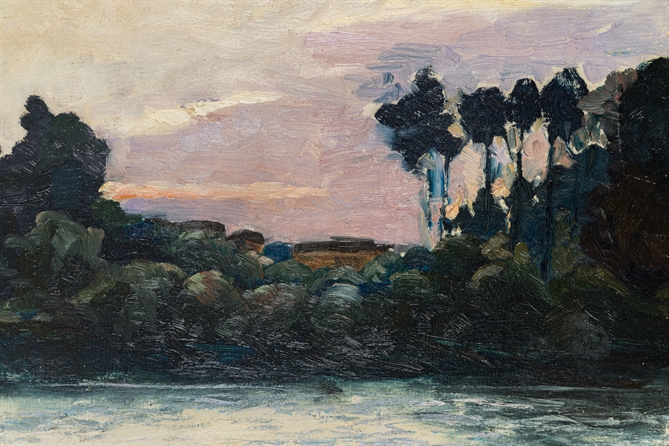 “Bình minh trên hồ” (khoảng 1910), 24.5 x 32.5 cm, sơn dầu trên toan (Nguồn: Lynda Trouvé)