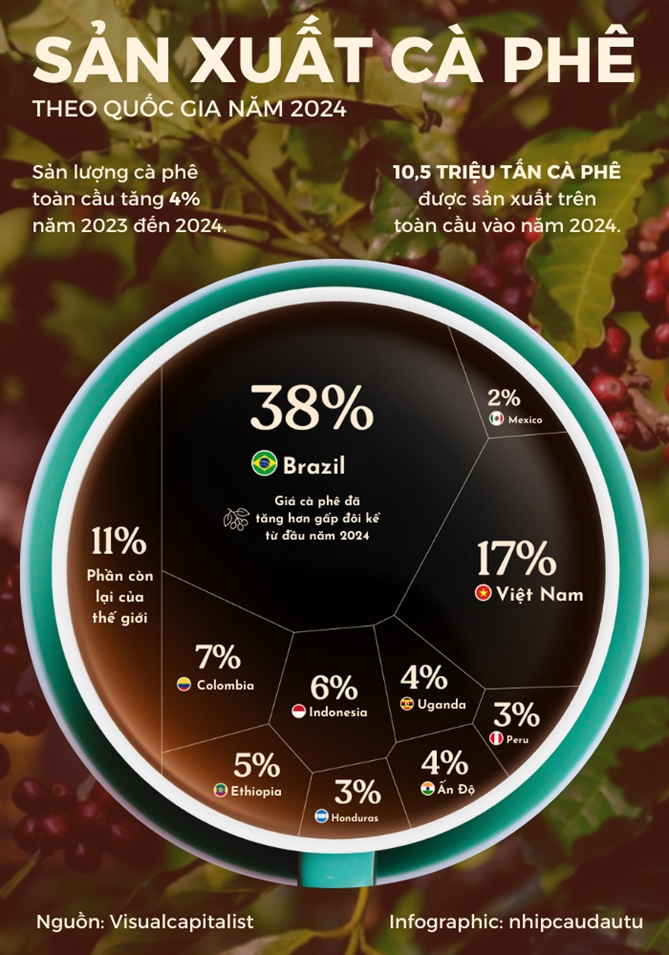 Viet Nam dung thu hai ve san xuat ca phe tren toan cau